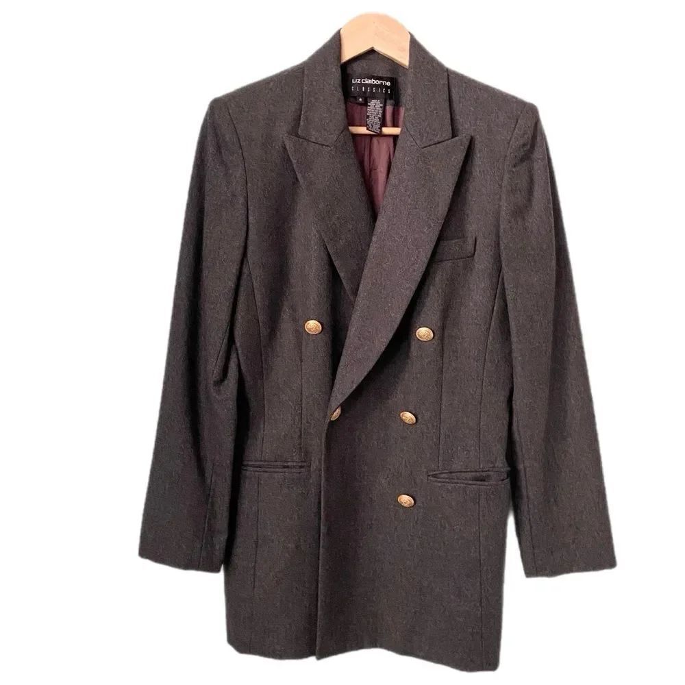 Liz Claiborne Classics 100% Pure New Wool Gray Blazer in Size 6
